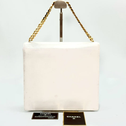CHANEL Lambskin Coco Mark Chain Handbag White with Guarantee Card 4852158 Handbag