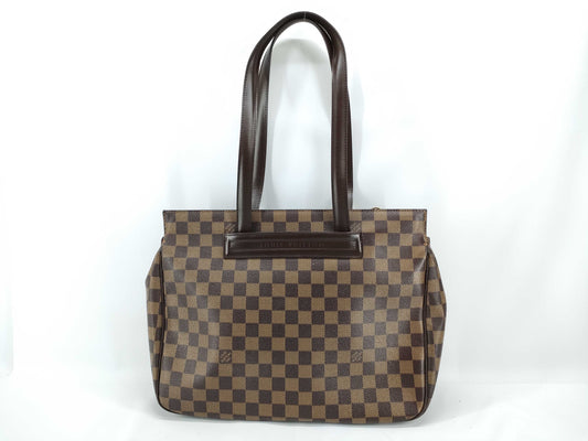 LOUIS VUITTON N51123 Damier Parioli PM Tote Bag, Brown Leather, Damier N51123/AR1002