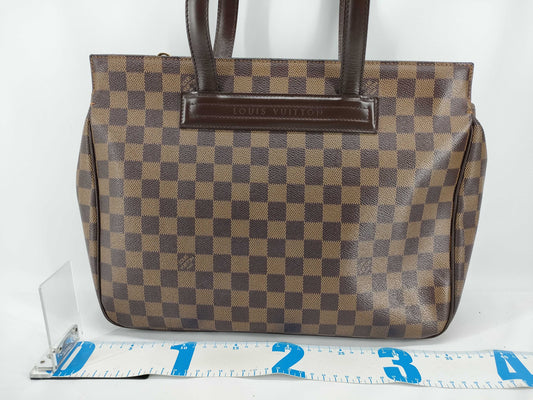 LOUIS VUITTON N51123 Damier Parioli PM Tote Bag, Brown Leather, Damier N51123/AR1002