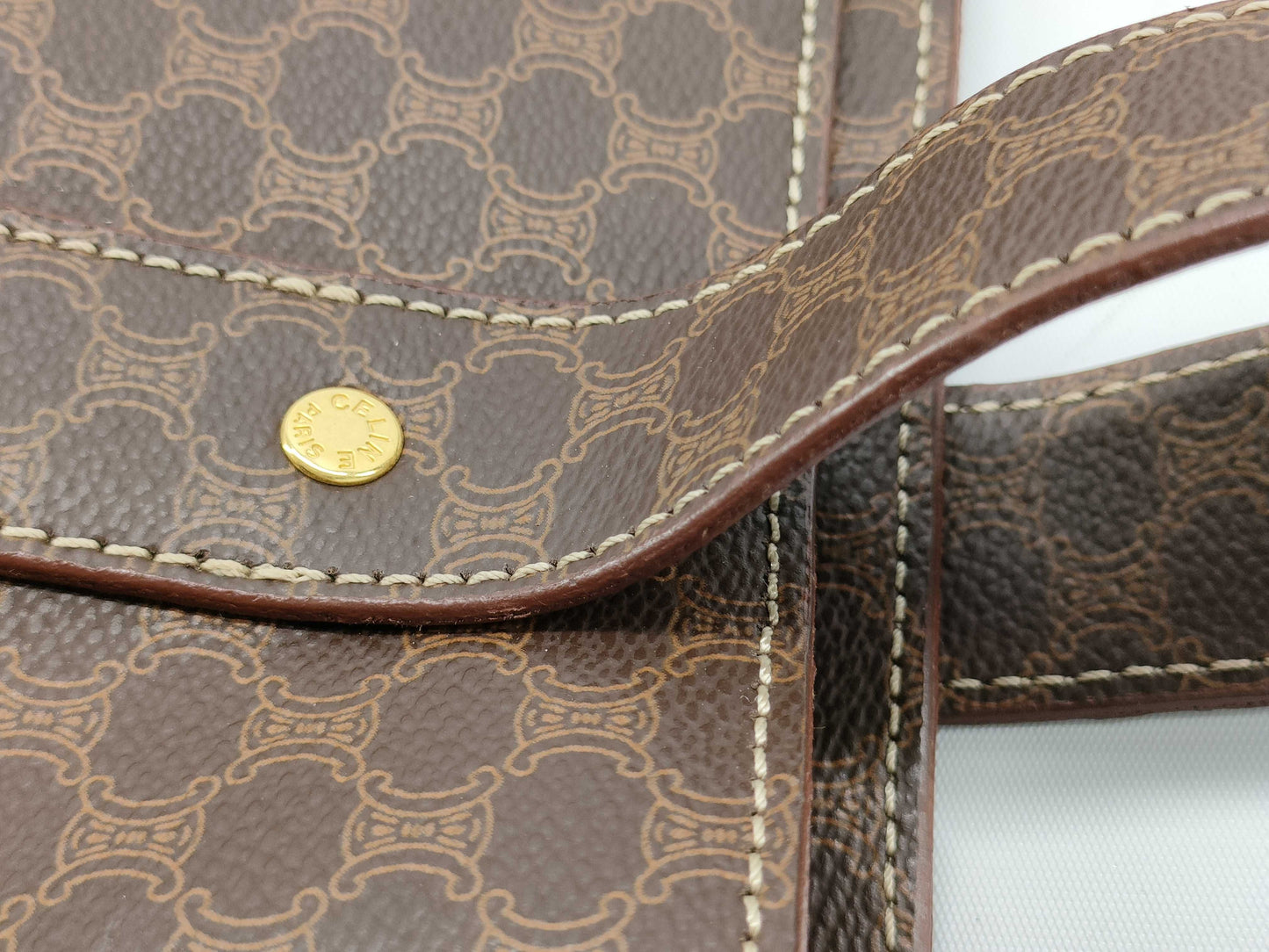CELINE Macadam Tote Bag, Brown Leather, MC96 Tote Bag