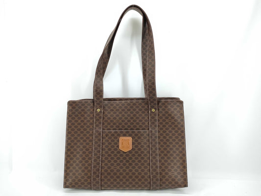 CELINE Macadam Tote Bag, Brown Leather, MC96 Tote Bag