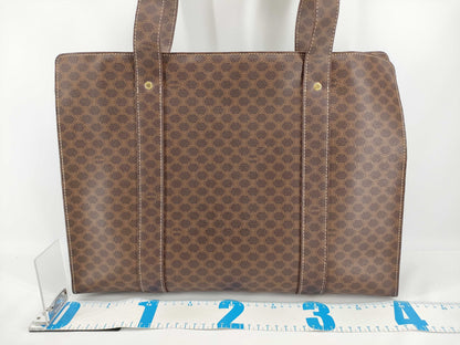 CELINE Macadam Tote Bag, Brown Leather, MC96 Tote Bag