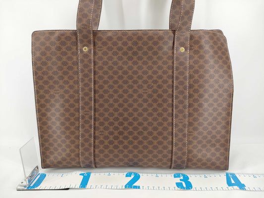 CELINE Macadam Tote Bag, Brown Leather, MC96 Tote Bag