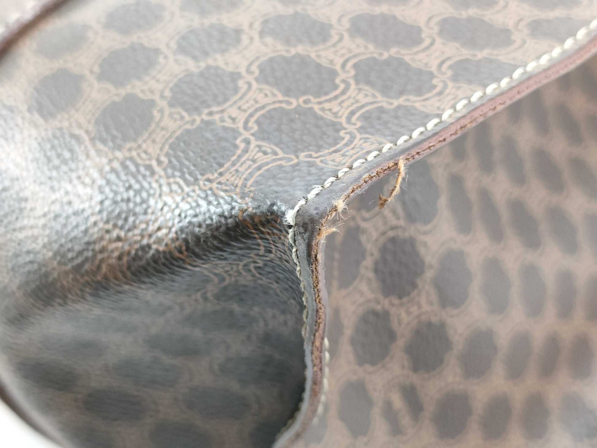 CELINE Macadam Tote Bag, Brown Leather, MC96 Tote Bag