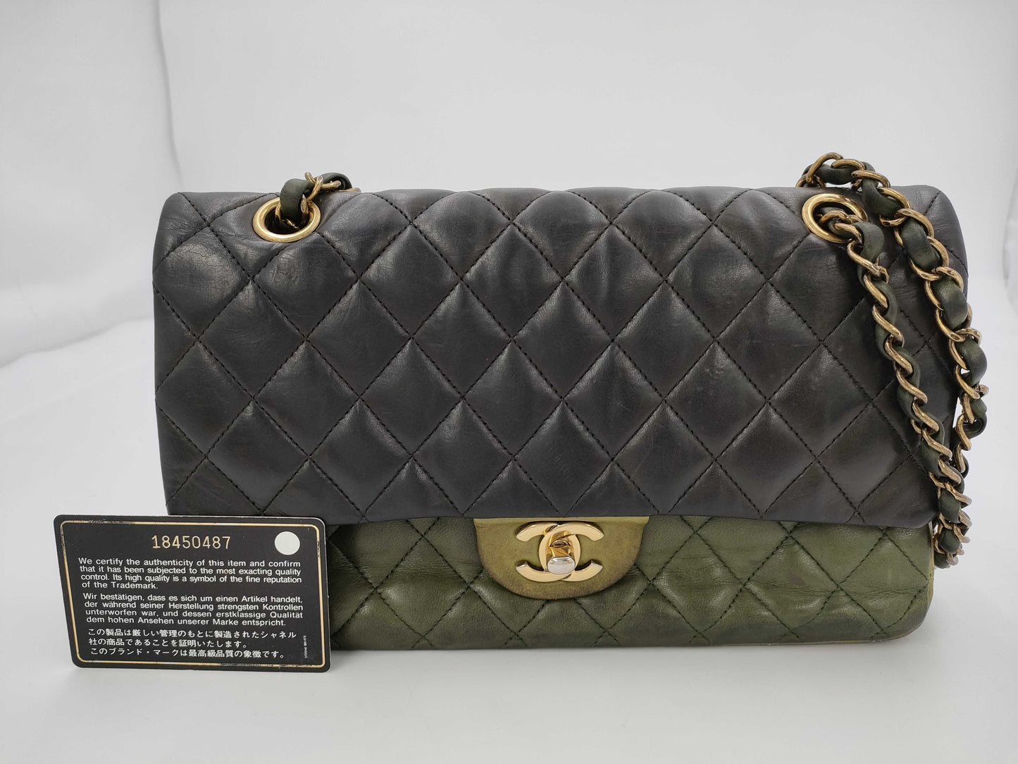 CHANEL CHANEL Matelasse 18 Series Double Flap Chain Shoulder Bag Green
