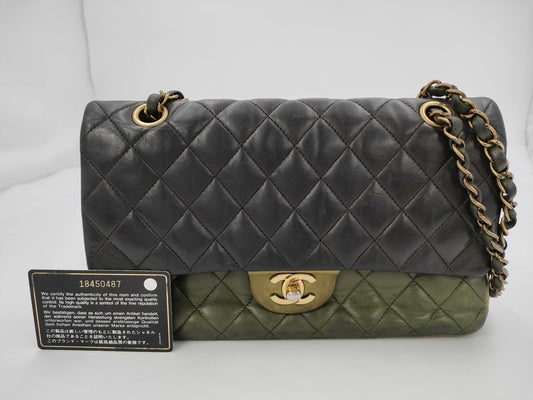 CHANEL CHANEL Matelasse 18 Series Double Flap Chain Shoulder Bag Green