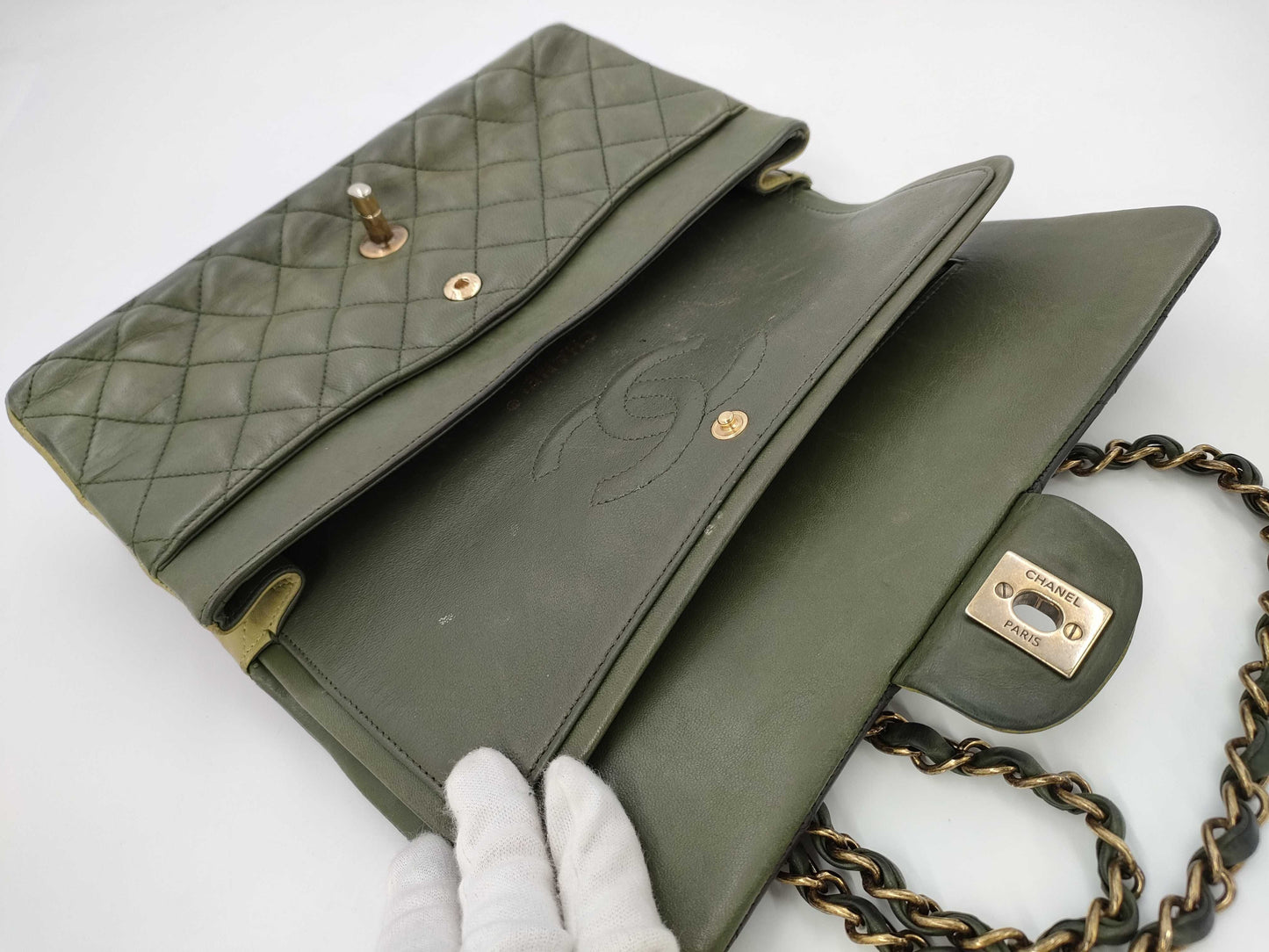 CHANEL CHANEL Matelasse 18 Series Double Flap Chain Shoulder Bag Green