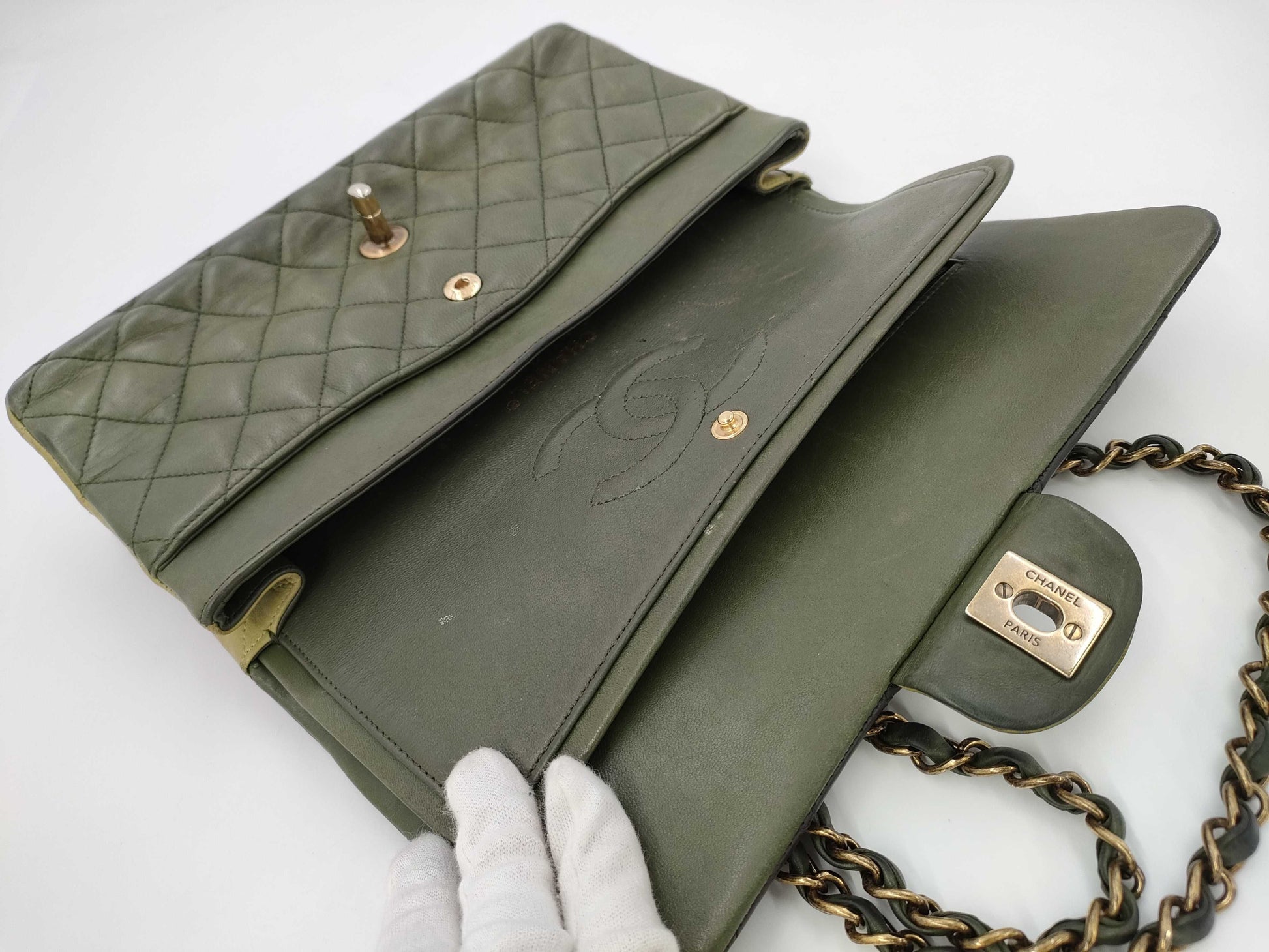 CHANEL CHANEL Matelasse 18 Series Double Flap Chain Shoulder Bag Green