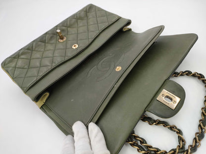 CHANEL CHANEL Matelasse 18 Series Double Flap Chain Shoulder Bag Green