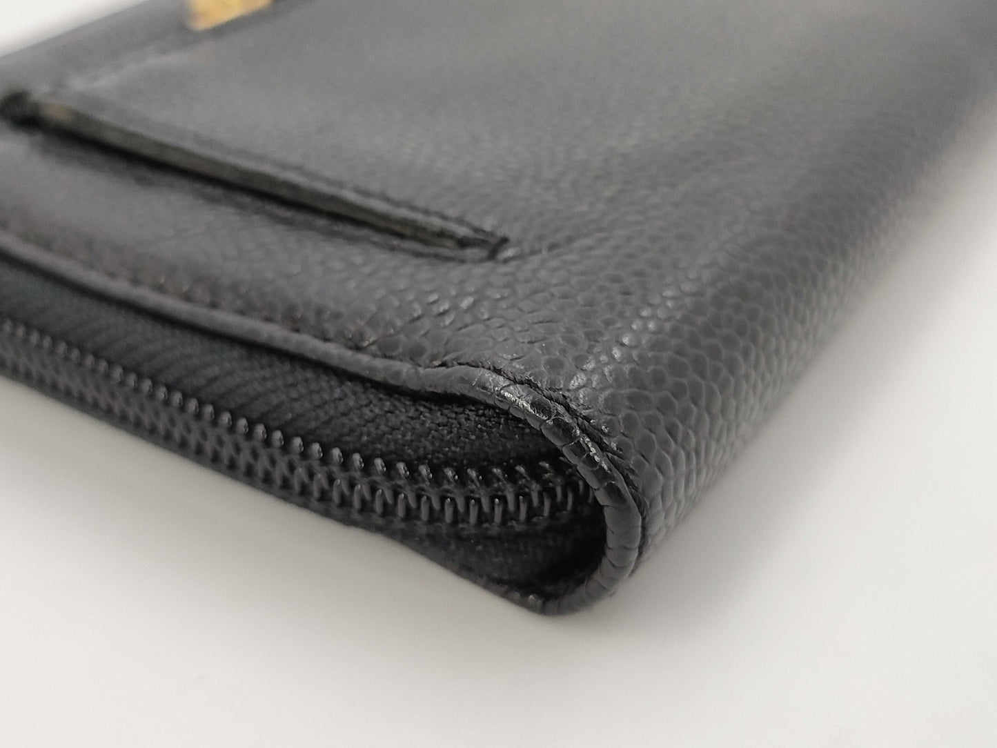 CHANEL CHANEL Deca Coco Caviar Leather Folding Wallet with Box, Cards, and Stickers, 6th Series