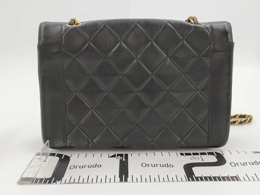 CHANEL Matelasse Diana Flap 25 Chain Shoulder Bag in Black Lambskin, No. 2, Shoulder Bag