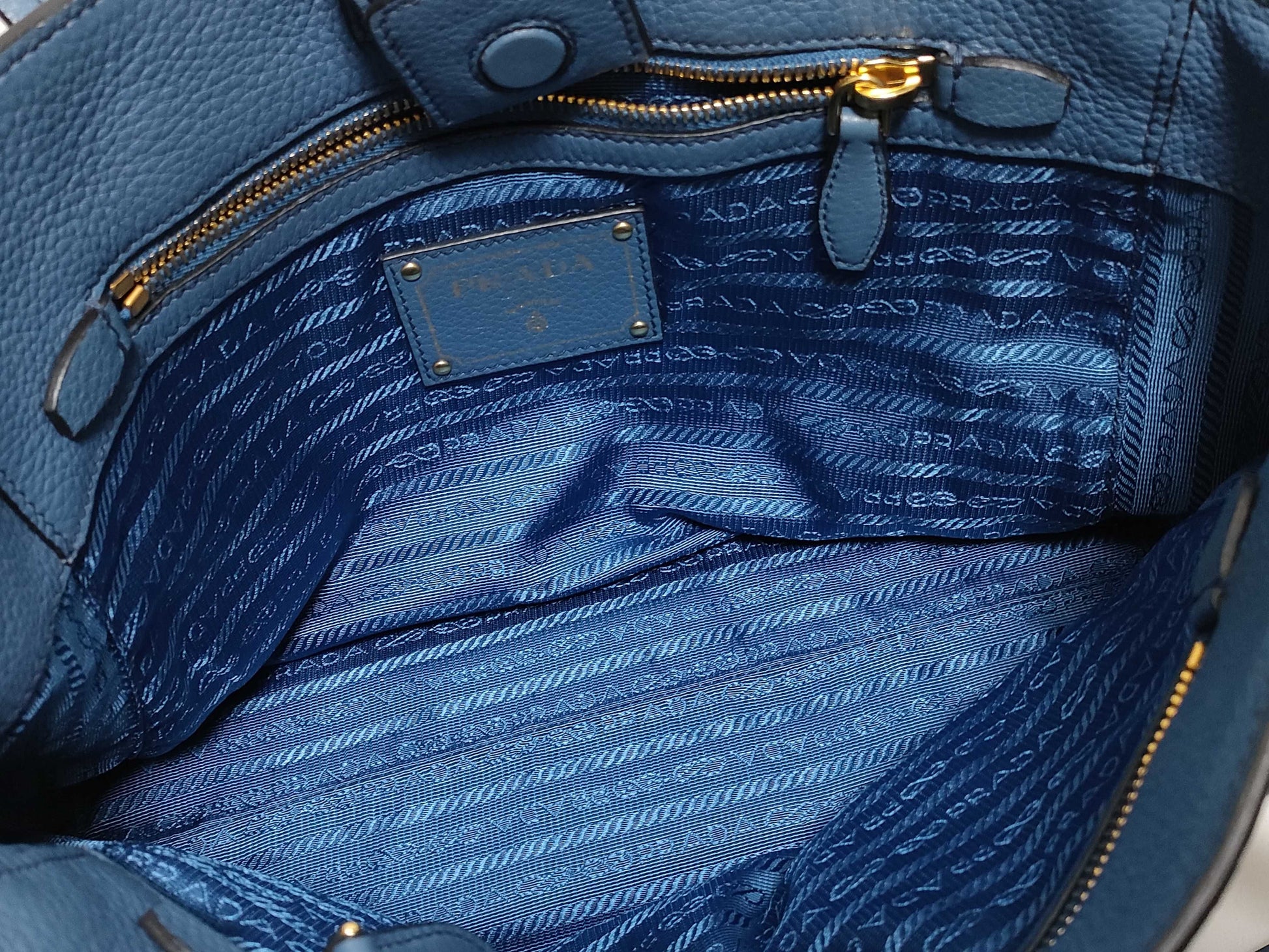 PRADA Prada Handbag Tote Bag Blue Leather Handbag