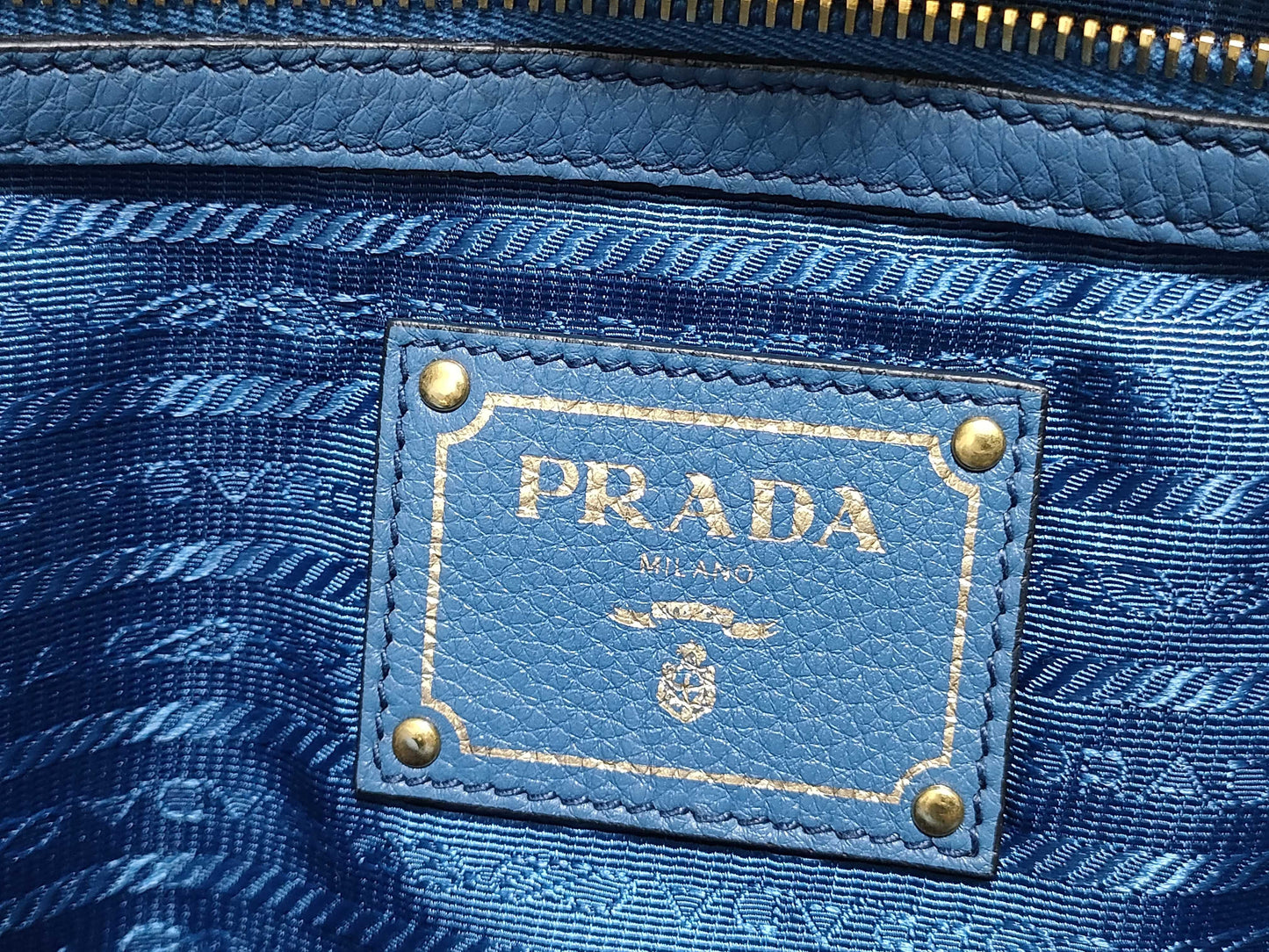 PRADA Prada Handbag Tote Bag Blue Leather Handbag