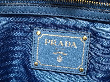 PRADA Prada Handbag Tote Bag Blue Leather Handbag