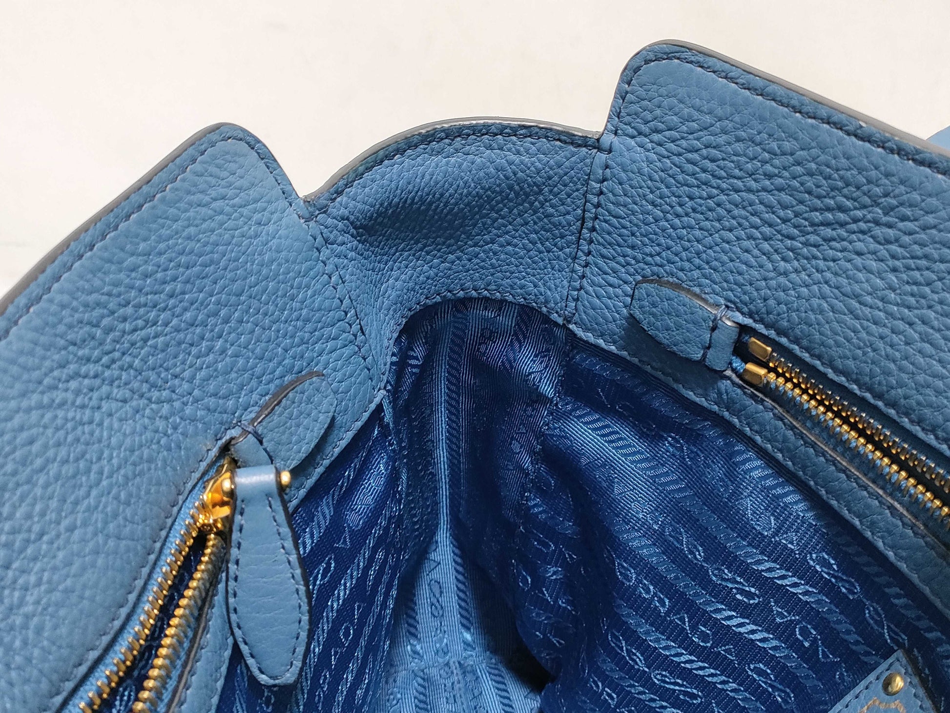 PRADA Prada Handbag Tote Bag Blue Leather Handbag
