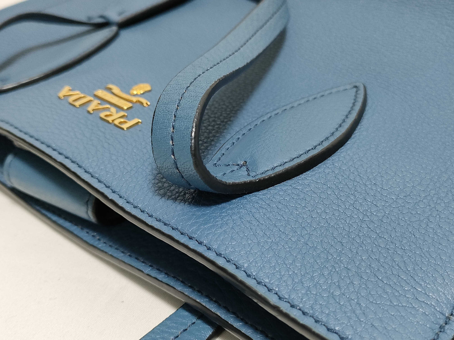PRADA Prada Handbag Tote Bag Blue Leather Handbag