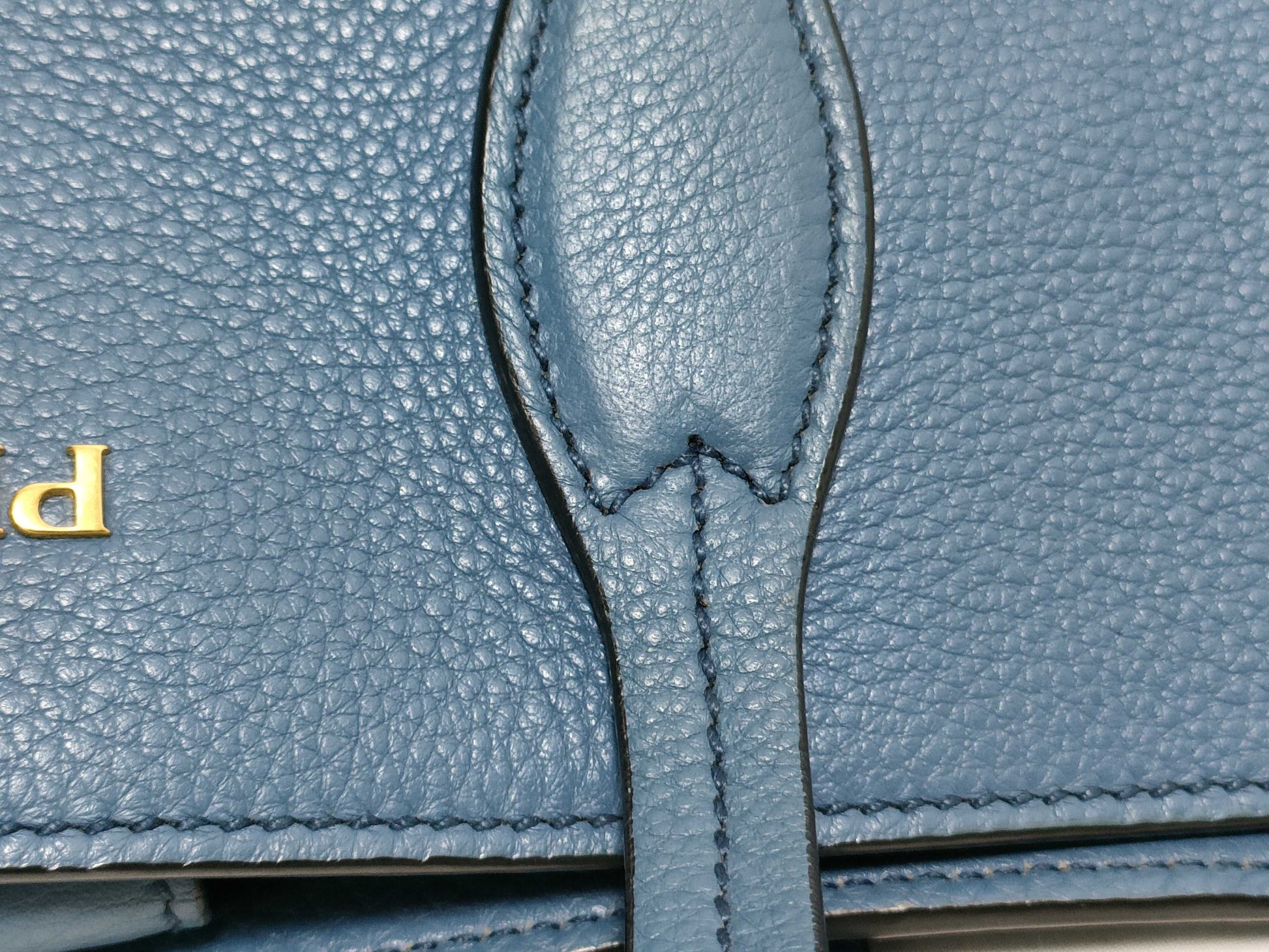 PRADA Prada Handbag Tote Bag Blue Leather Handbag