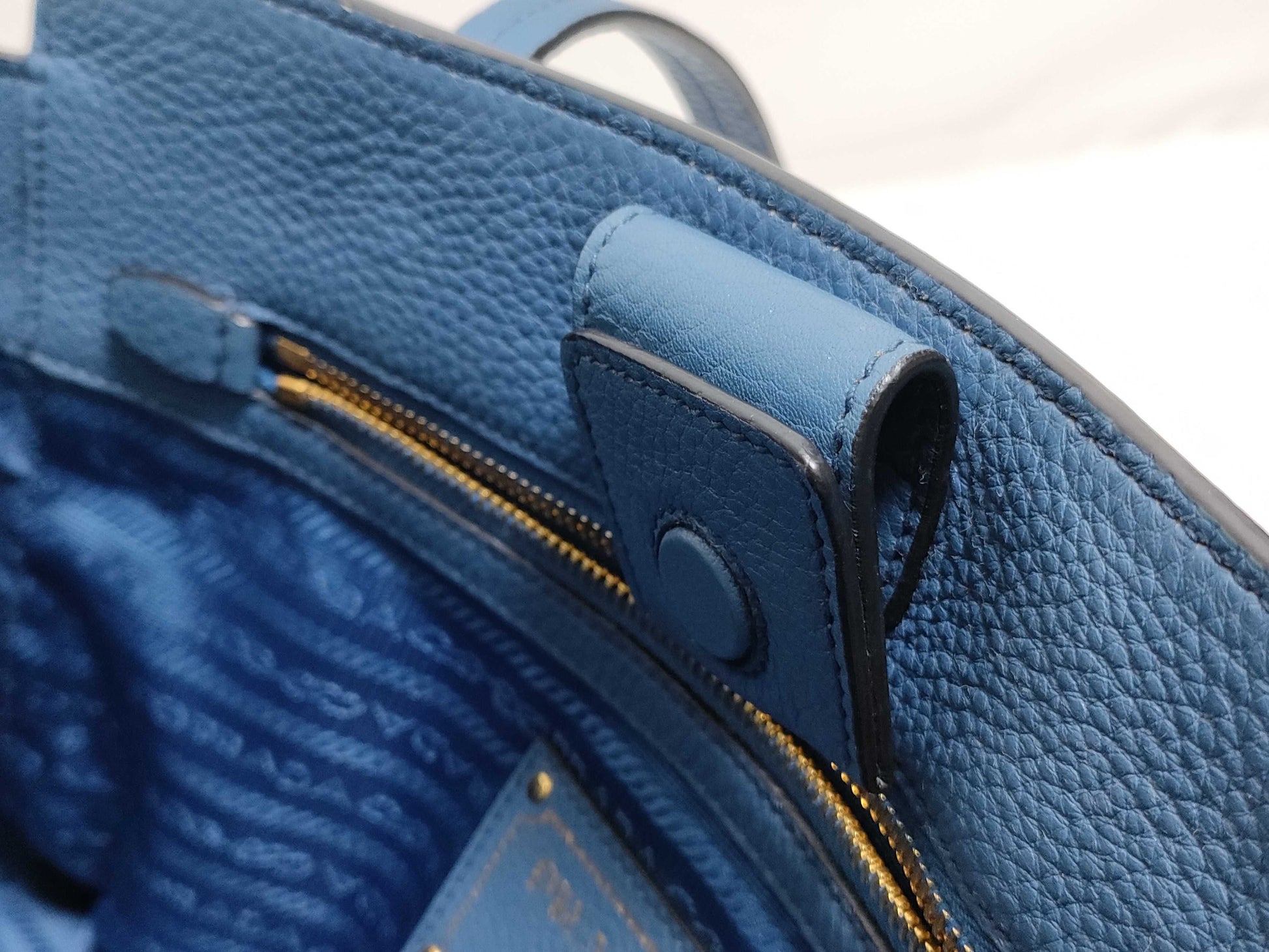 PRADA Prada Handbag Tote Bag Blue Leather Handbag