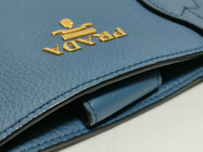 PRADA Prada Handbag Tote Bag Blue Leather Handbag
