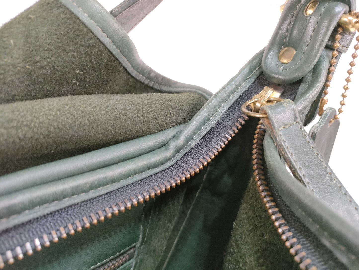 COACH Old Coach Leather Shoulder Bag Green Shoulder Bag