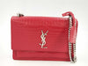 SAINT LAURENT Saint Laurent crocodile embossed red chain shoulder bag