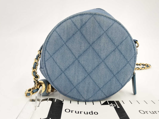 CHANEL Denim Mini Round Shoulder Bag