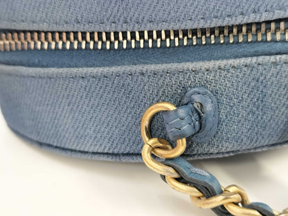 CHANEL Denim Mini Round Shoulder Bag