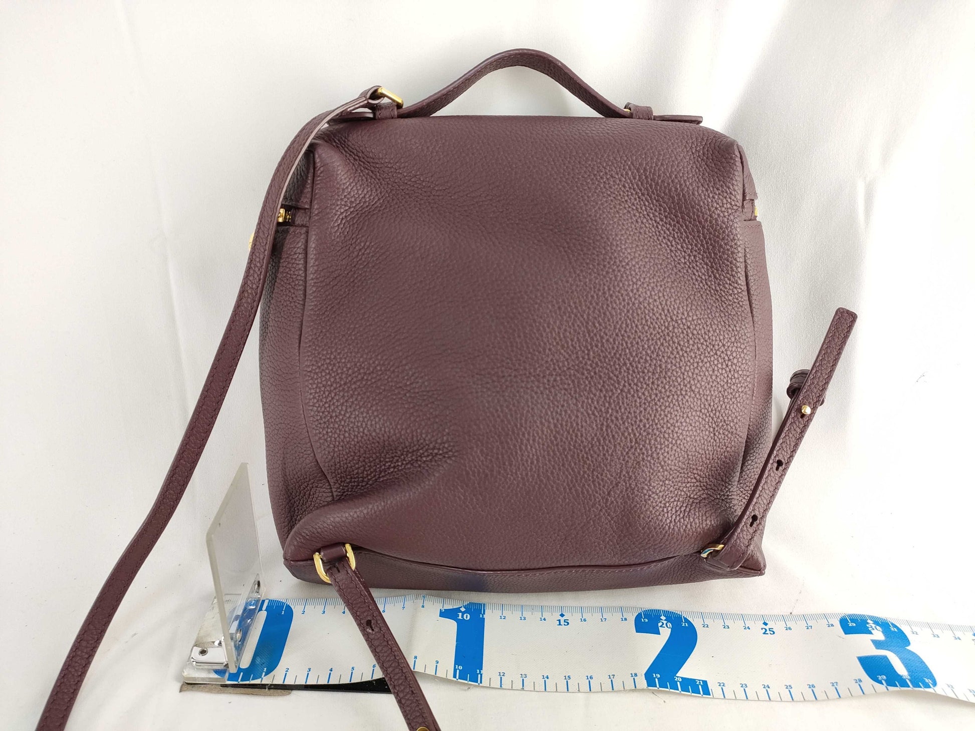 PH-Loro Piana Cowskin Leather Extra Pocket Backpack Burgundy 23cm Backpack
