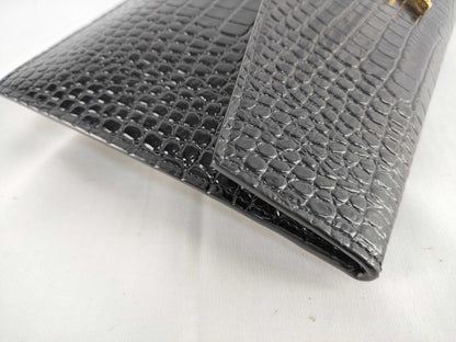 SAINT LAURENT FR－SAINT LAURENT CLUTCH MOC CROC YSL LOGO Clutch Bag