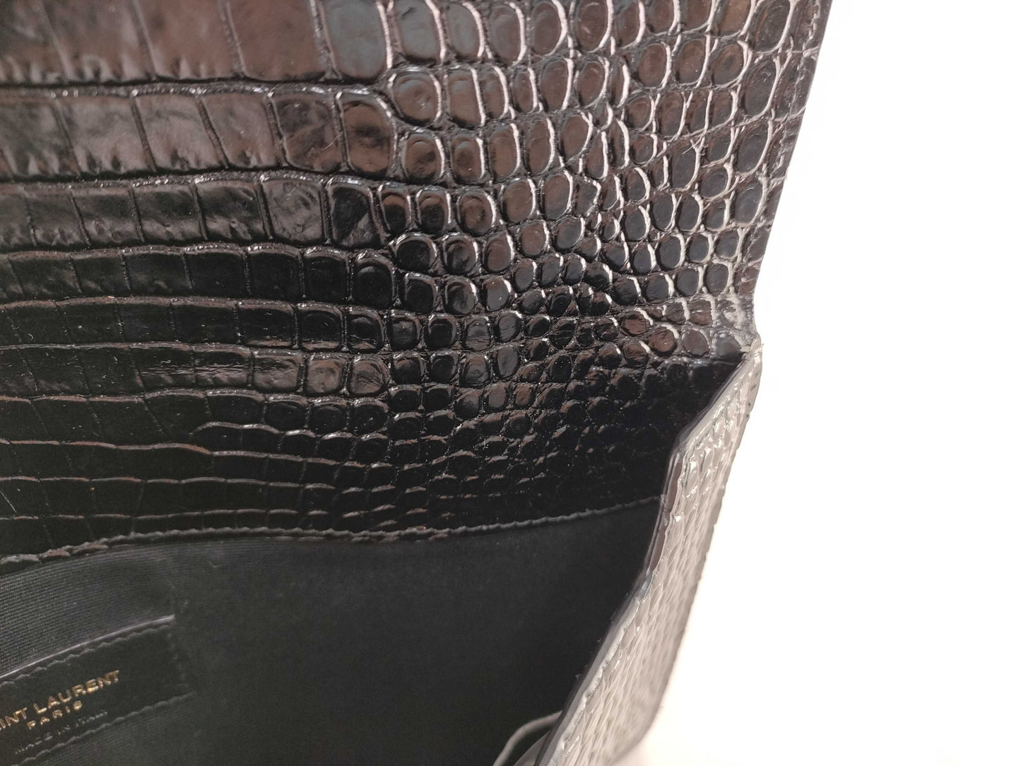 SAINT LAURENT FR－SAINT LAURENT CLUTCH MOC CROC YSL LOGO Clutch Bag