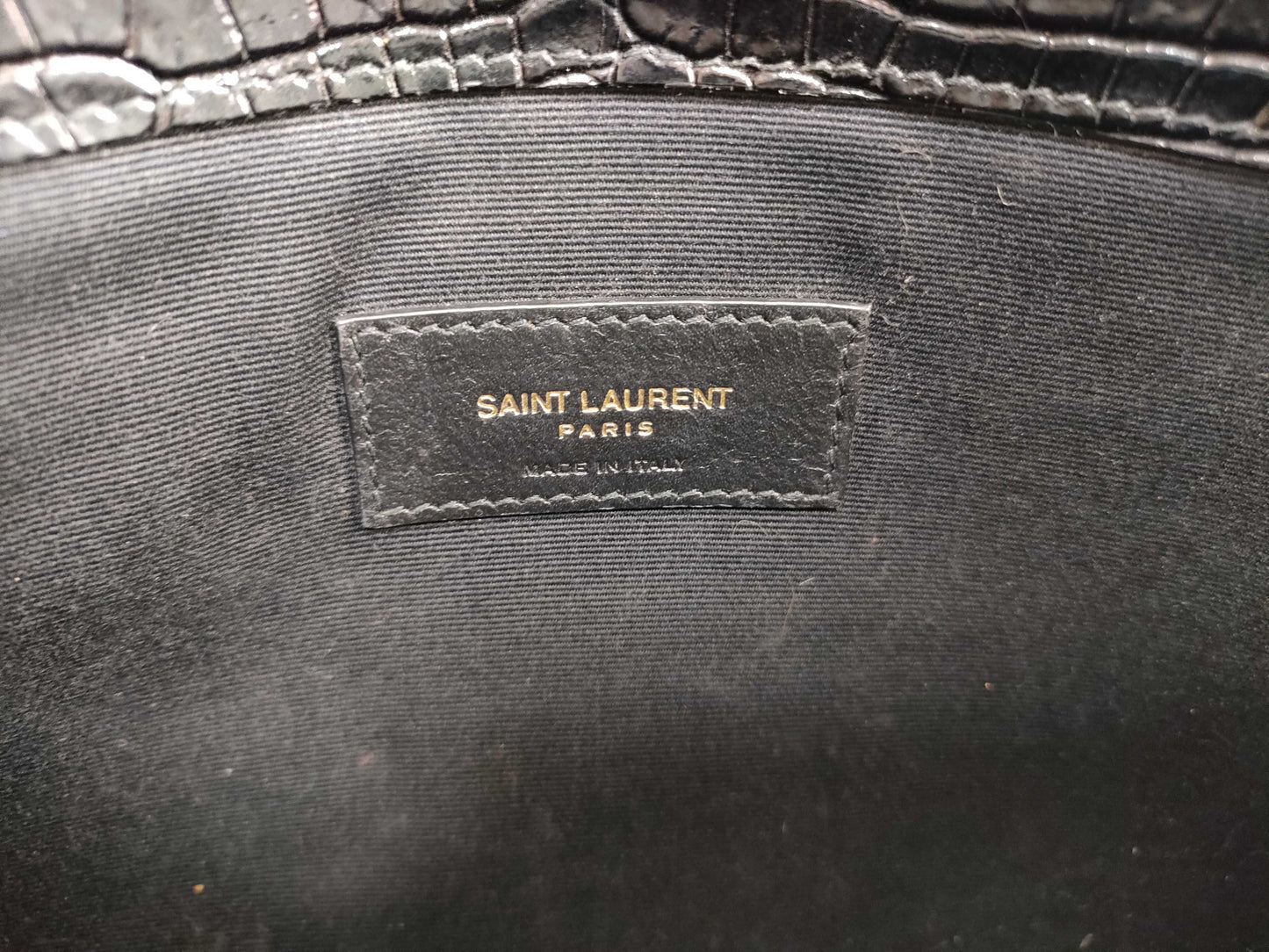 SAINT LAURENT FR－SAINT LAURENT CLUTCH MOC CROC YSL LOGO Clutch Bag