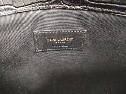 SAINT LAURENT FR－SAINT LAURENT CLUTCH MOC CROC YSL LOGO Clutch Bag