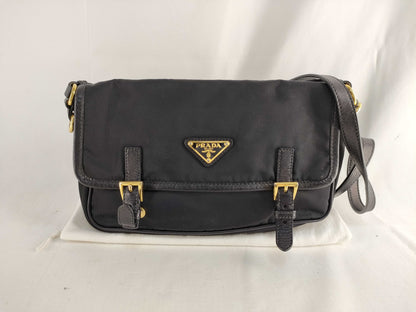 PRADA FR - Prada Shoulder bag Black Nylon Gold metal fittings Shoulder bag