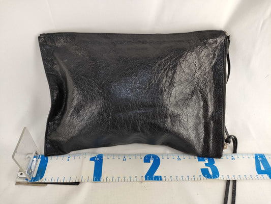 BALENCIAGA KR - Balenciaga 362967 Black Leather Classic Motor Clutch Bag