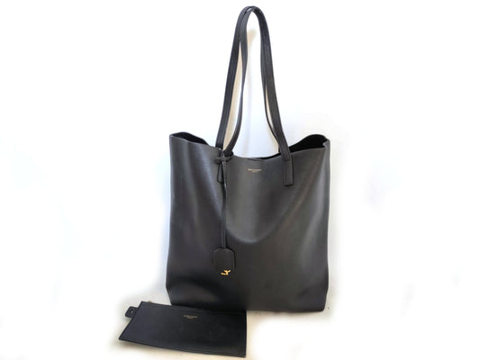 SAINT LAURENT Saint Laurent Paris North-South Sac Shopping Leather Tote Bag, Black, 600306