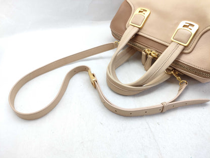 FENDI Chameleon Leather 2-Way Handbag, Beige x Brown, 8BL114