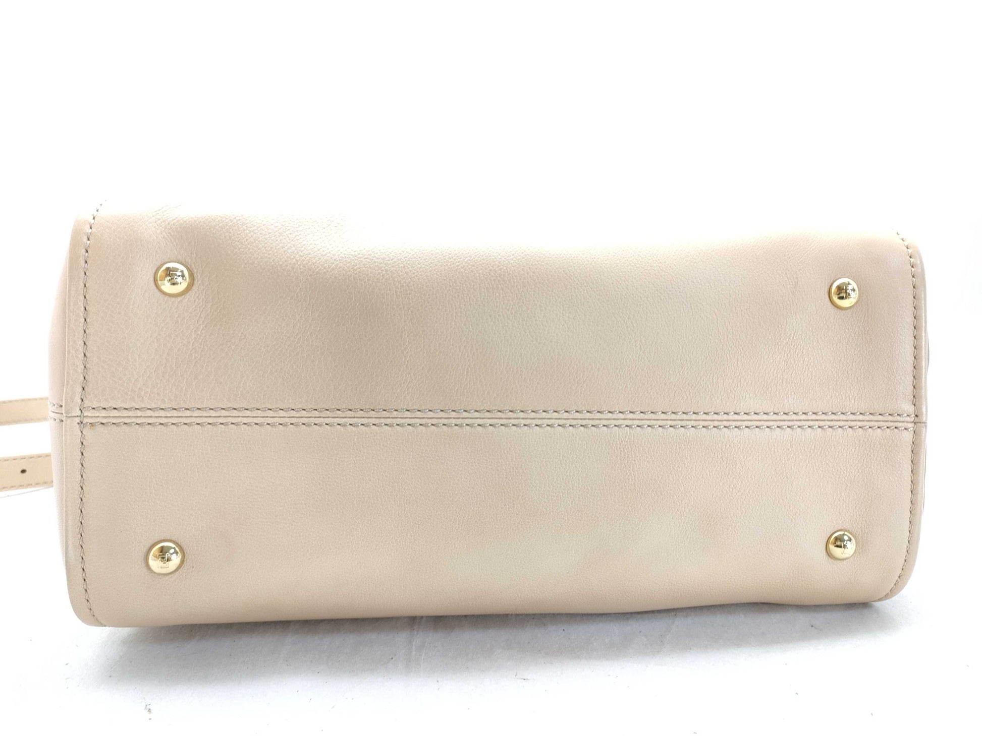 FENDI Chameleon Leather 2-Way Handbag, Beige x Brown, 8BL114