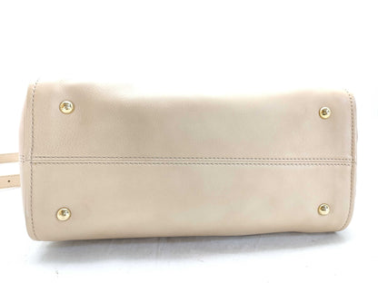 FENDI Chameleon Leather 2-Way Handbag, Beige x Brown, 8BL114