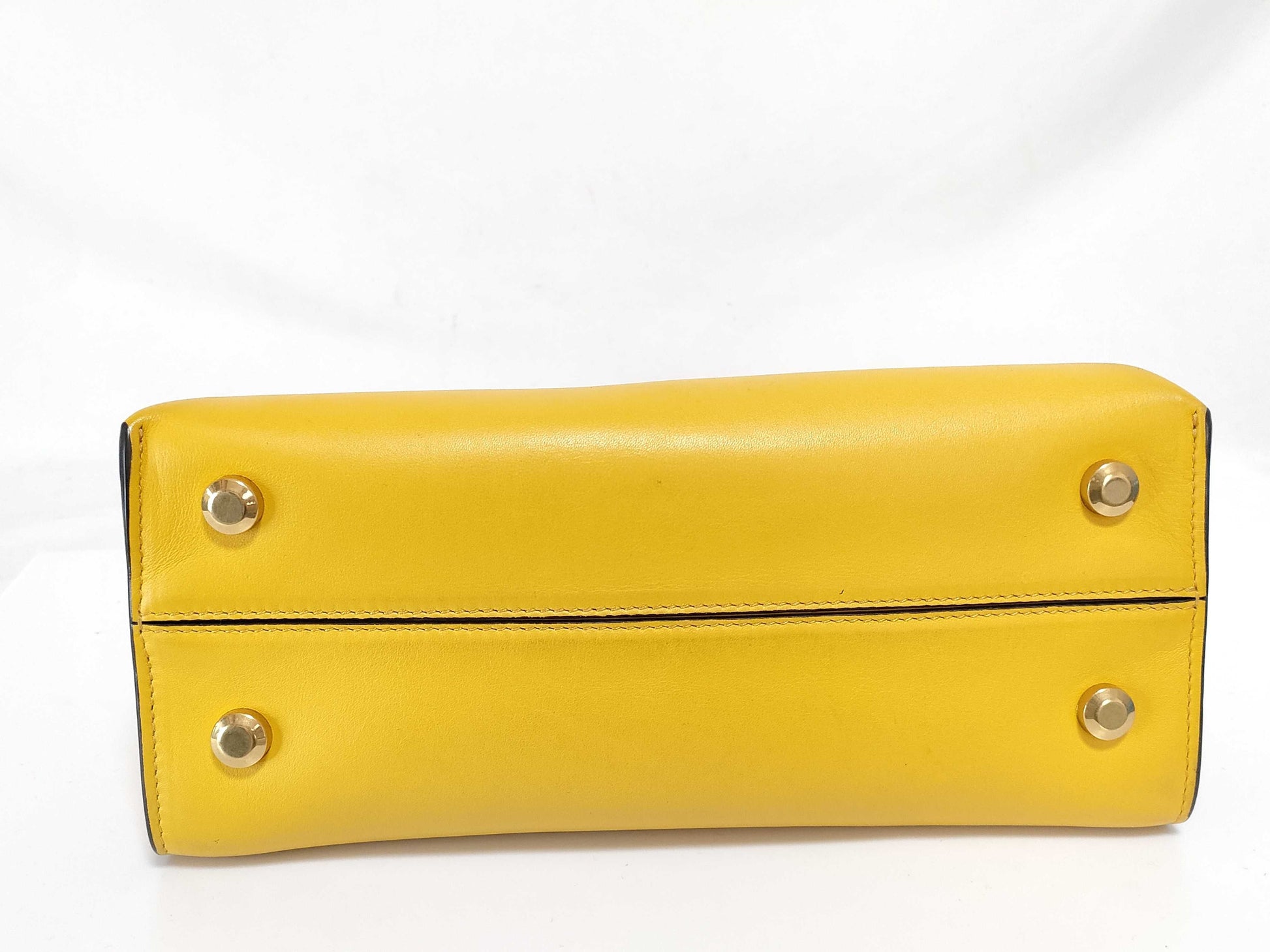 Salvatore Ferragamo Gancini ID - Salvatore Ferragamo Leather Trifolio Top Handle Yellow Handbag 25cm GHW