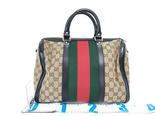 GUCCI GG Canvas ID - Gucci GG Canvas Beige x Brown 2-Way Handbag Canvas x Leather 247205 Handbag