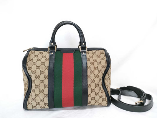 GUCCI GG Canvas ID - Gucci GG Canvas Beige x Brown 2-Way Handbag Canvas x Leather 247205 Handbag