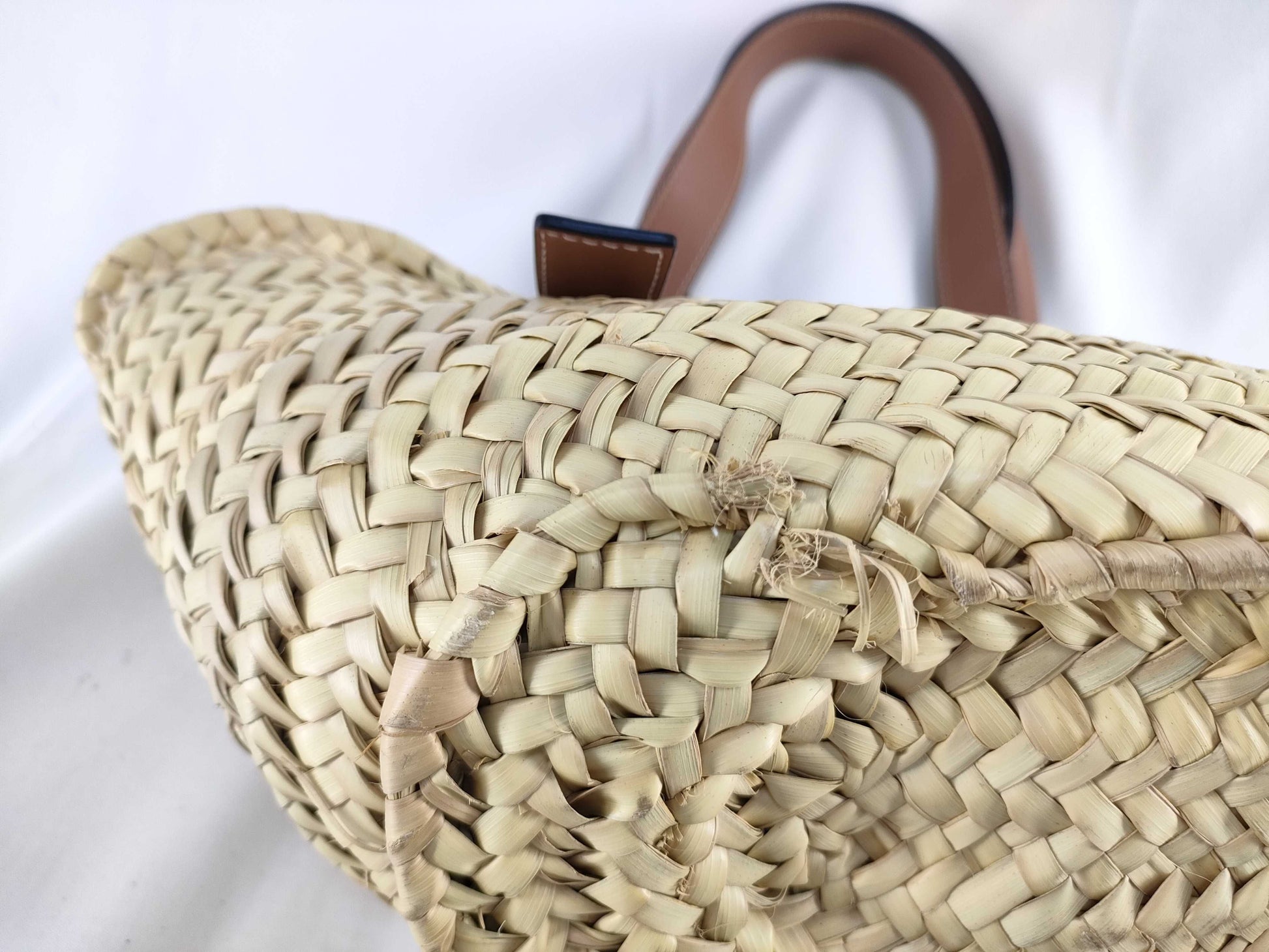LOEWE Basket Small Raffia and Leather Basket Bag Beige Handbag