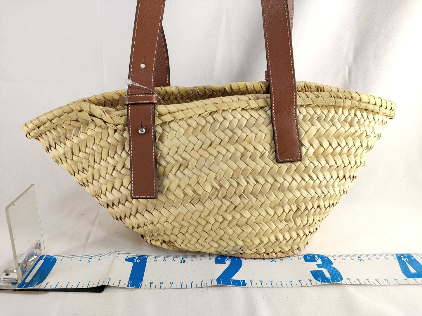 LOEWE Basket Small Raffia and Leather Basket Bag Beige Handbag