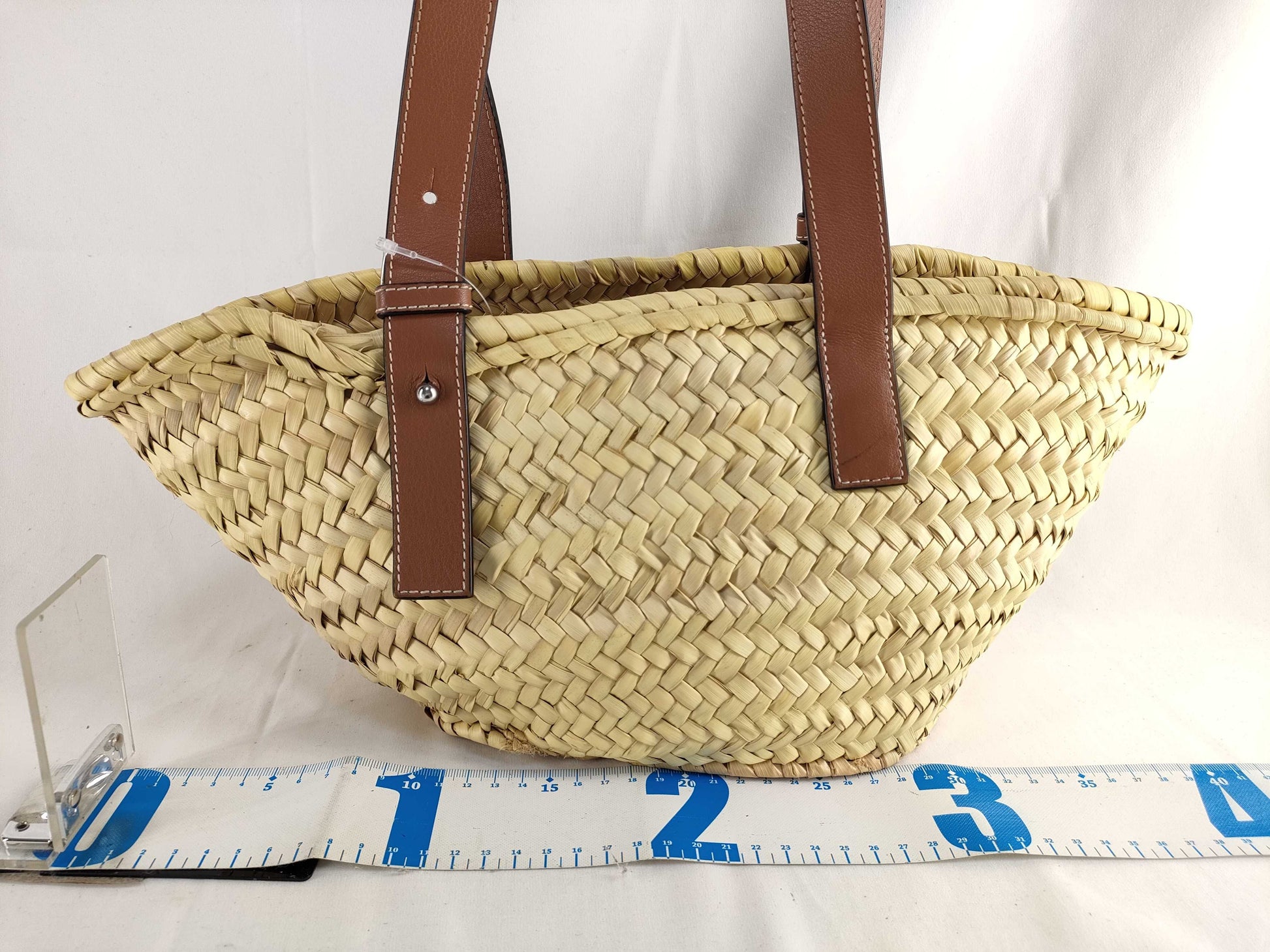 LOEWE Basket Small Raffia and Leather Basket Bag Beige Handbag