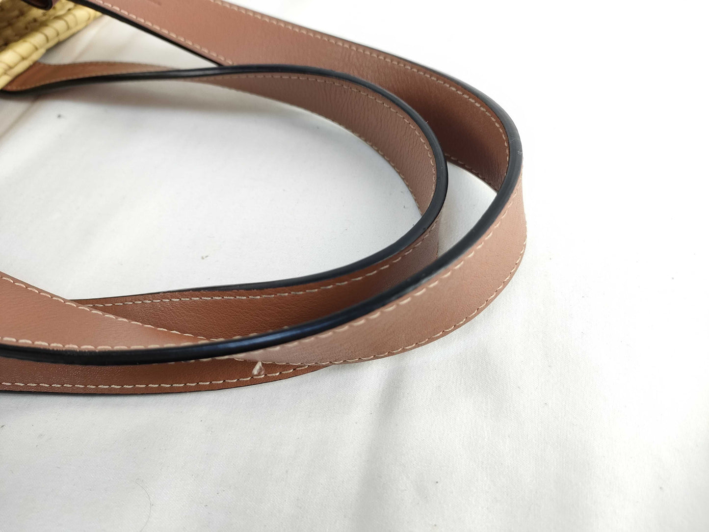 LOEWE Basket Small Raffia and Leather Basket Bag Beige Handbag