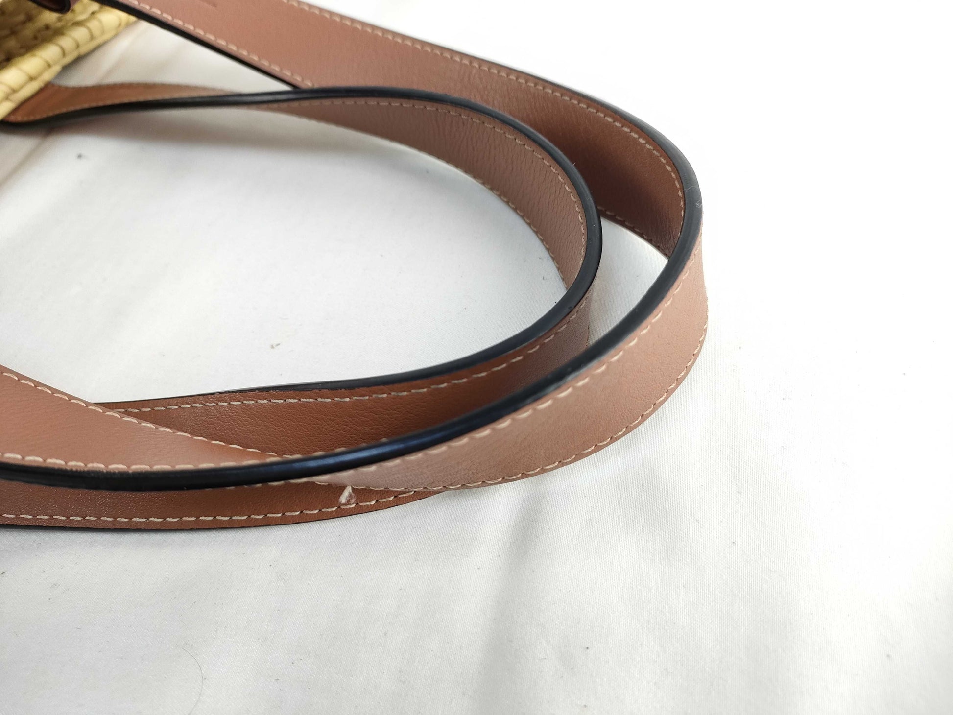 LOEWE Basket Small Raffia and Leather Basket Bag Beige Handbag