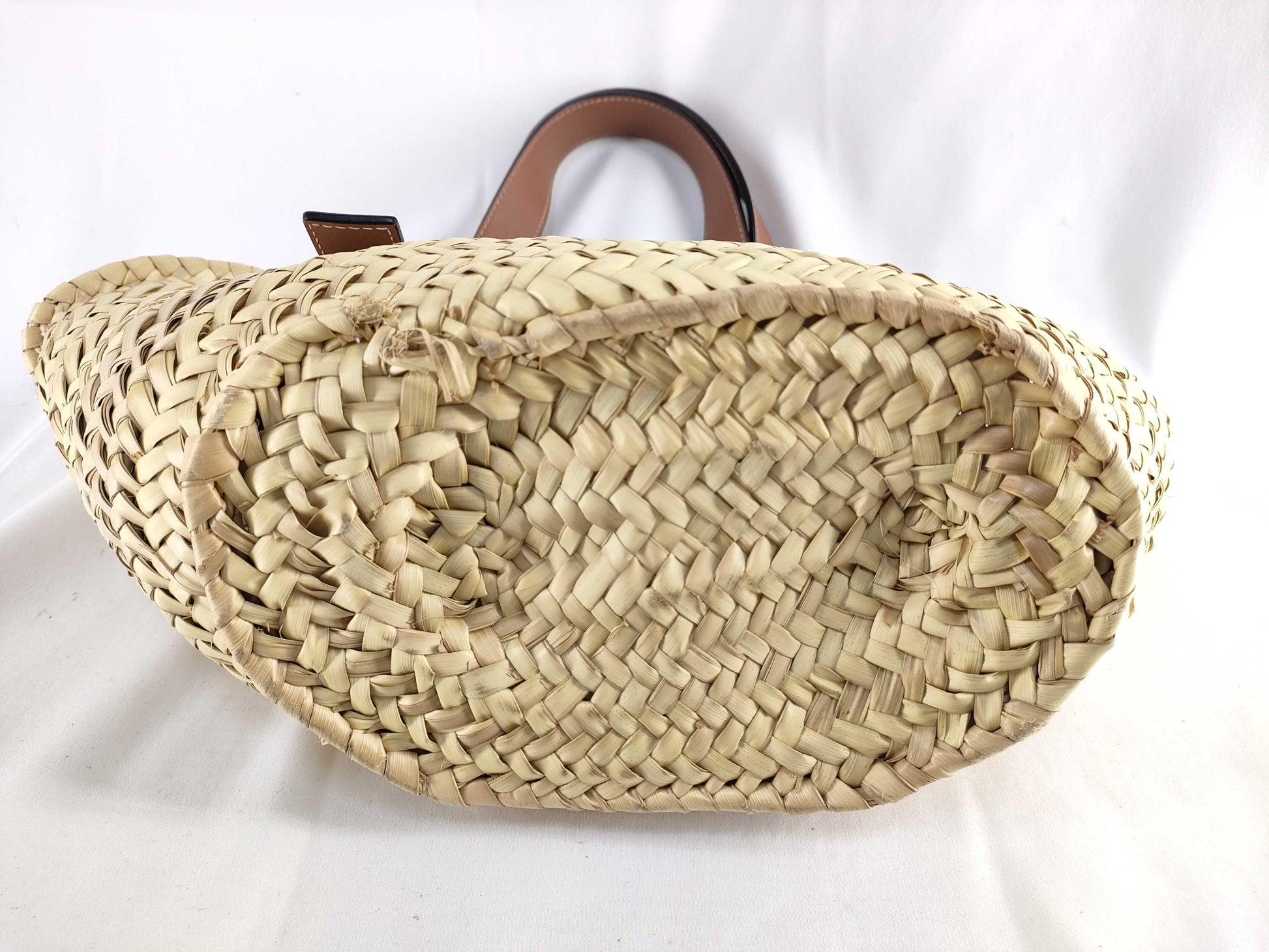 LOEWE Basket Small Raffia and Leather Basket Bag Beige Handbag