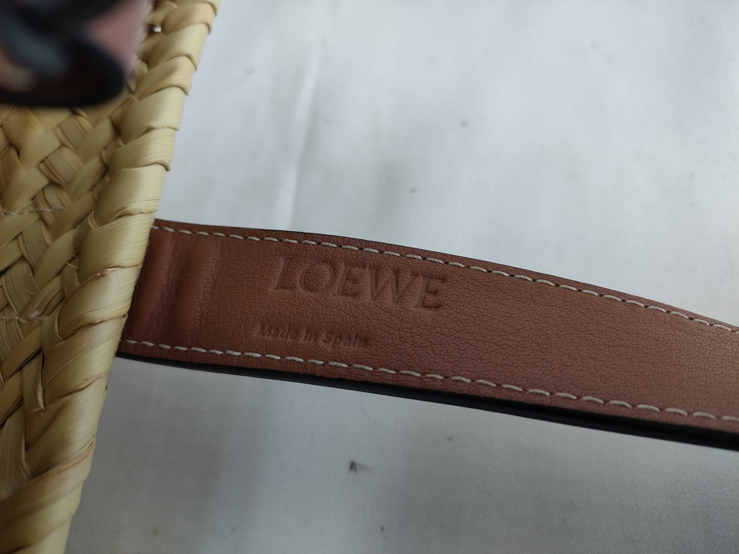 LOEWE Basket Small Raffia and Leather Basket Bag Beige Handbag