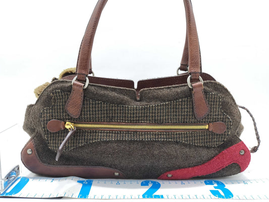 Miu Miu Miu Miu Flower Motif Handbag Wool Leather Handbag