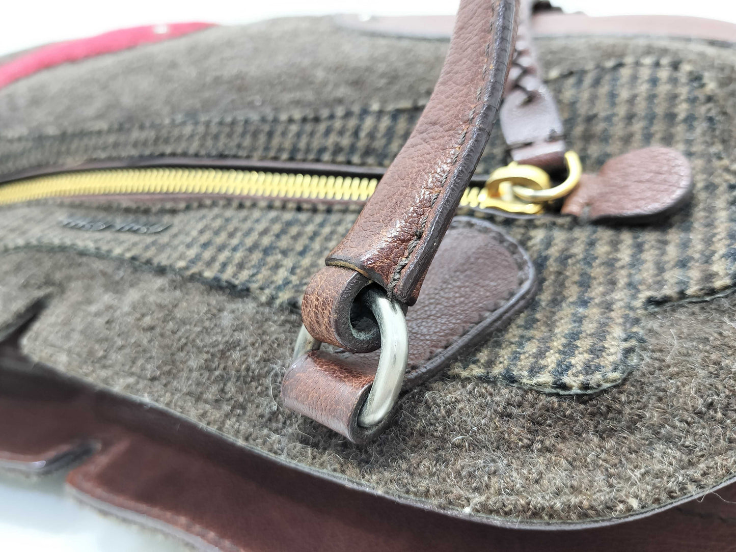 Miu Miu Miu Miu Flower Motif Handbag Wool Leather Handbag